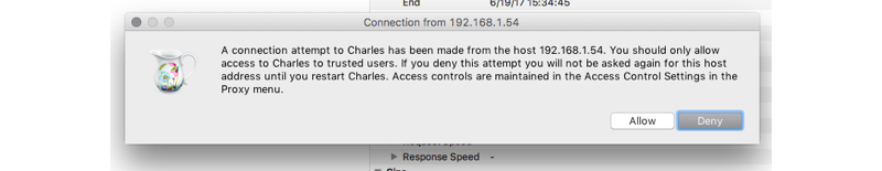 Allow device connection within Charles"